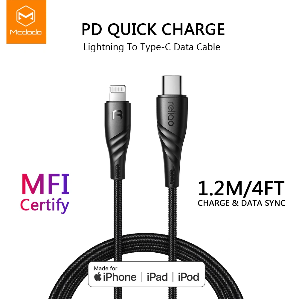 Mcdodo MFi Сертифицированный C94 USB C к Lightning Кабель PD для быстрой зарядки и передачи