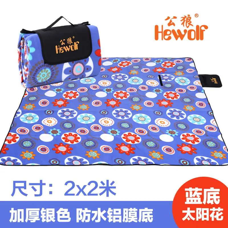 Hewolf влагостойкие pad 200X200 мм Открытый складной коврик для пикника утолщенной Влагоустойчивый матрац Подушка Флокирование алюминиевая пленка - Цвет: sky blue sunflower