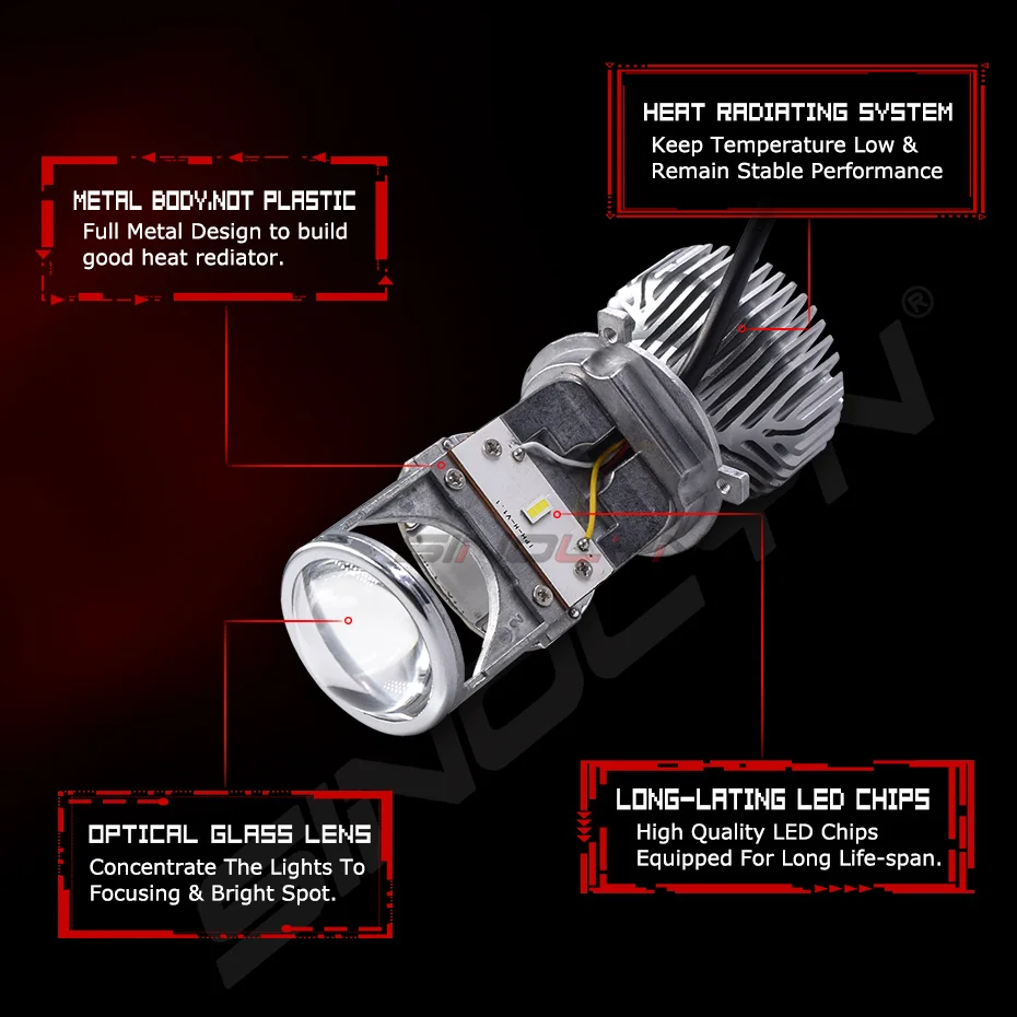 Sinolyn Bi led Lens LED H4 9003 проектор головной светильник линзы мини 1 5 'ླྀW 5000K Тюнинг