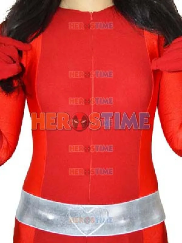 Полностью Шпионов! Красный спандекс Клевер костюм супергероя Хэллоуин косплей