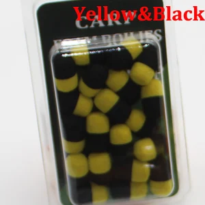 Yellow N Black 20 штук, цилиндрическая приманка для ловли карпа, всплывающие крючки для бойлов, рыболовные приманки, 8 мм, приманка для рыбалки из пенопласта, коричневый, красный, Клеммная Снасть - Цвет: Yellow N Black