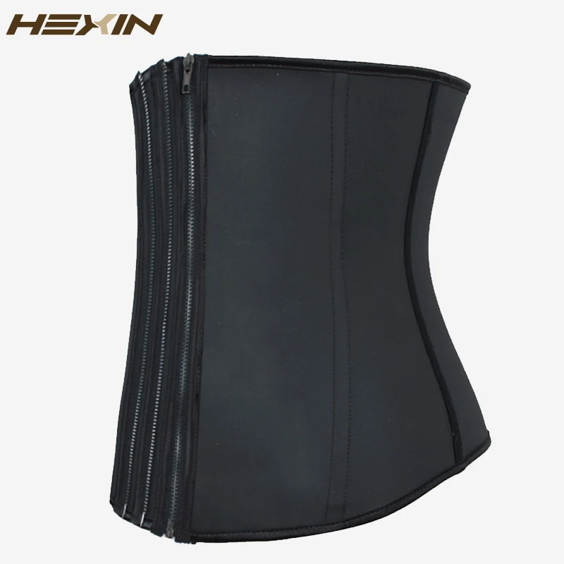 Шестигранная тройная молния и зажим латексный тренажер для талии Черный корсет