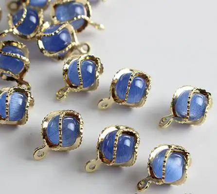 Позолоченные опаловые подвески из кабошона Floaing Charms Diy серьги аксессуары для изготовления браслетов Изготовление ювелирных изделий - Окраска металла: blue