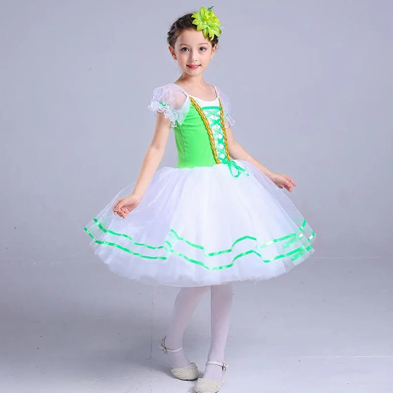 Цветная одежда для профессиональных балерин девочек длинное платье романтичное