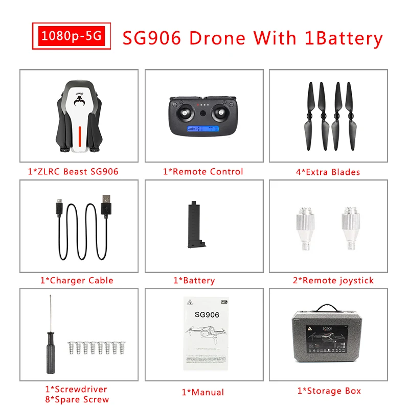 white 1 battery ZLRC Beast SG906 5G Wifi gps FPV Дрон с камерой 4K Режим высокой фиксации с сумочкой Радиоуправляемый квадрокоптер Дрон RTF - Цвет: white 1 battery