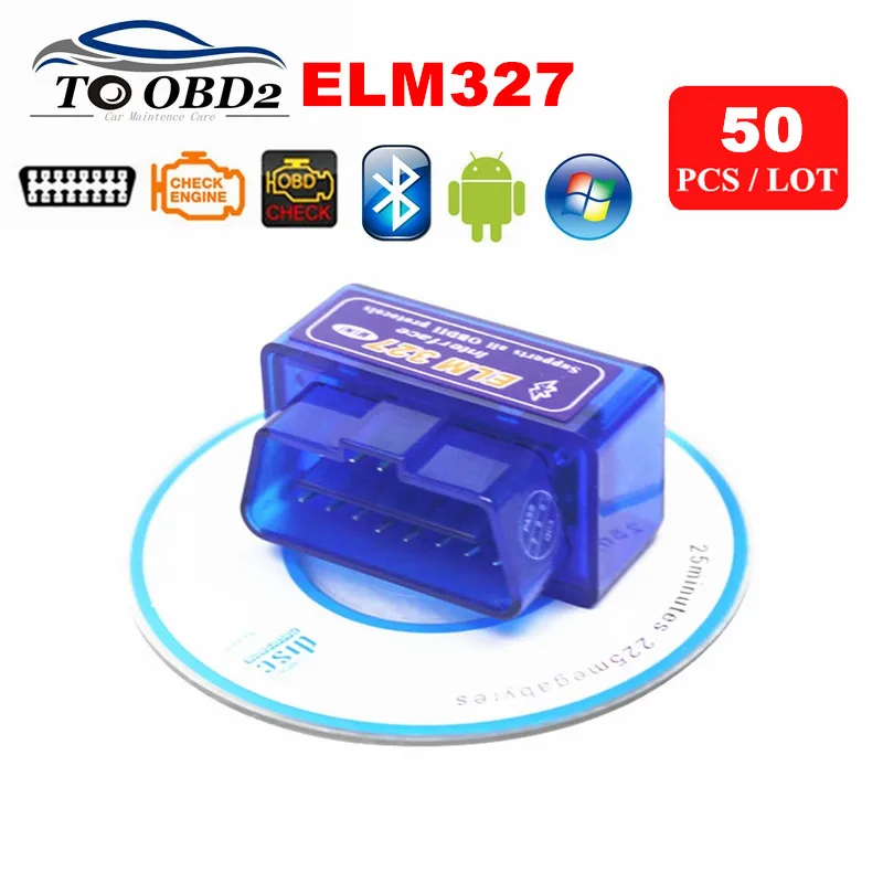 50 шт./лот оптовая продажа MINI ELM327 Bluetooth работает с несколькими автомобилями