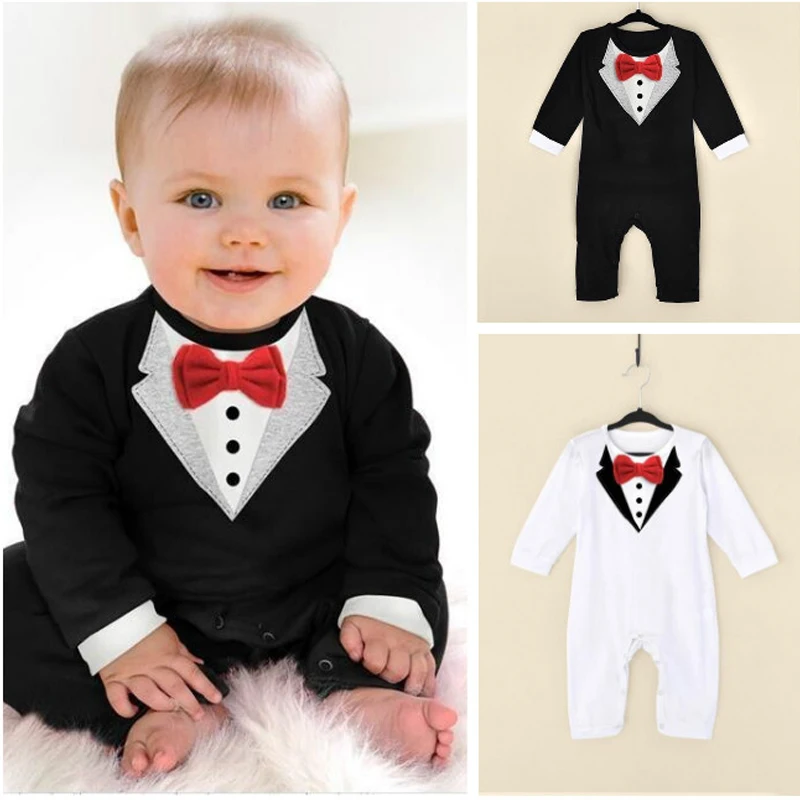 Летний хлопковый комбинезон для новорожденных джентльменов Одежда маленьких