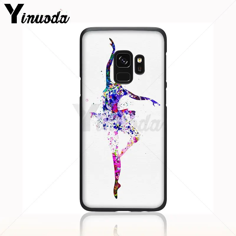 Yinuoda watercolor painting ballet girls Soft Silicone Black Phone Case For Samsung Galaxy s9 s8plus note8 note9 s7 Mobile Cases | Мобильные