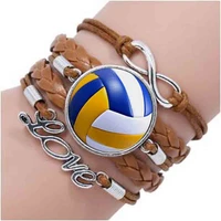 men vintage volleyball bracelet antique chain with collares sports ball volleyball player gift hot