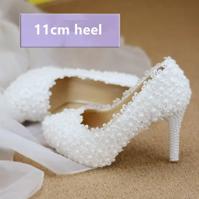 11cm heel Новинка; женские свадебные туфли с цветочным принтом; женские туфли-лодочки на высоком каблуке; Туфли на платформе с стелькой; цвет белый, черный, фуксия; вечерние туфли с кружевом - Цвет: 11cm heel