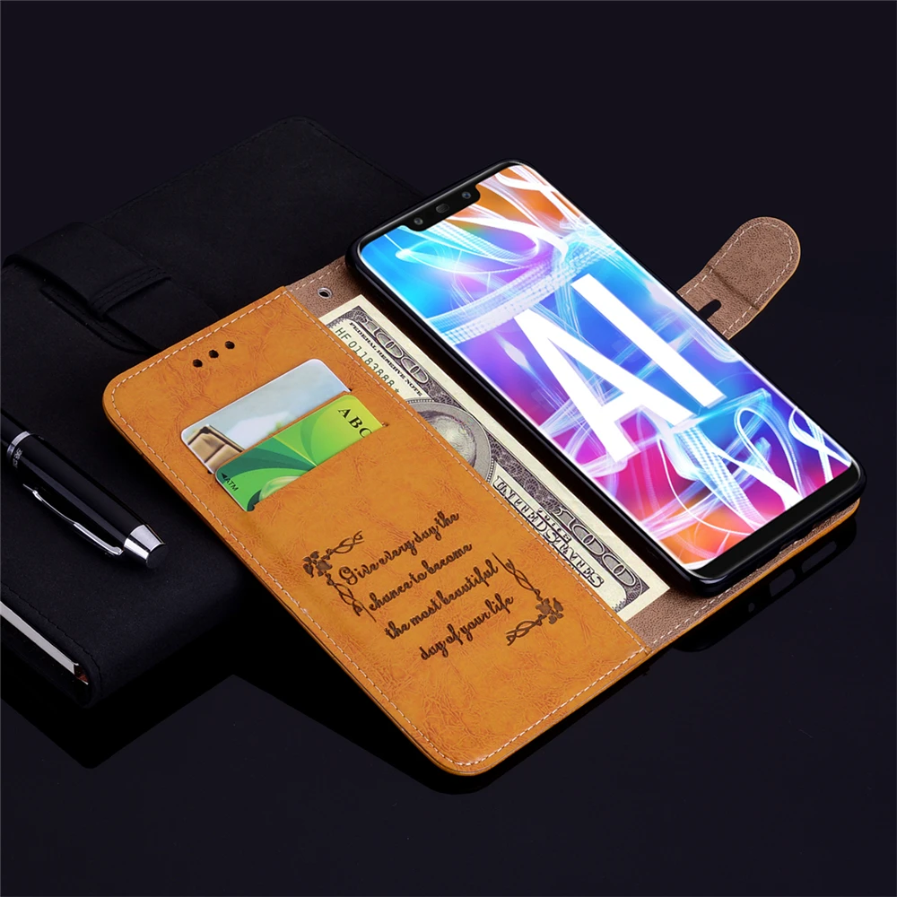 Винтажный кожаный флип-чехол для Huawei Y3 Y5 Y6 2017 Y7 Prime 2018 Y9 2019 защитный мягкий чехол