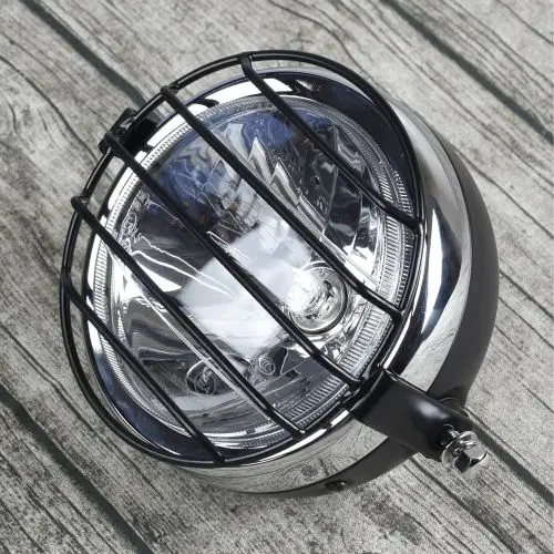 light and stripe 6,5 дюймов винтажная мотоциклетная фара сетка полосатая крышка из нержавеющей стали GN125 Mash мотоцикл с защитой - Цвет: light and stripe