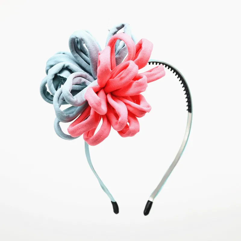 

2021 NEW jersey cotton stripe color combination large flower alligator hairband hair accessories girls headband