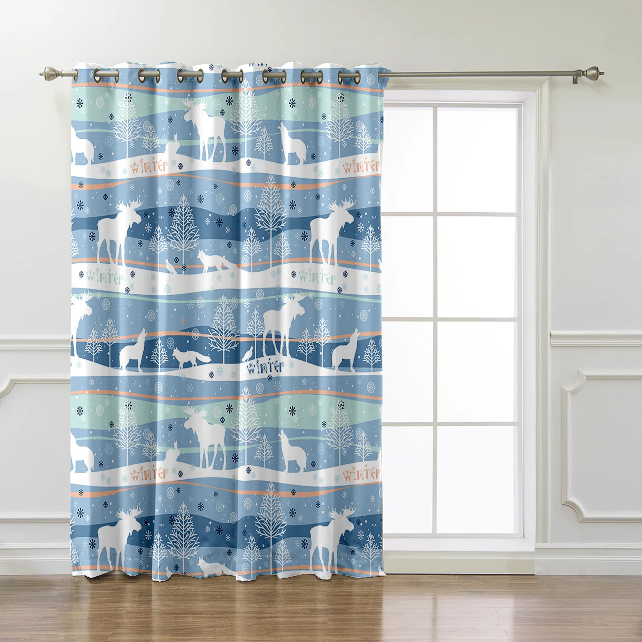 Рождественские снежинки и лось занавески для гостиной декор спальни кухни