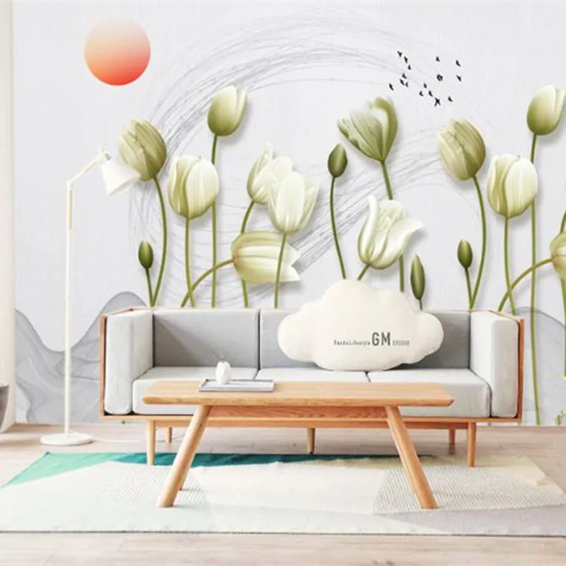 

Custom 3D Murals European Simple Wallpapers Flowers Birds Photo Wall Papers for Living Room Background Walls Home Decor Painting