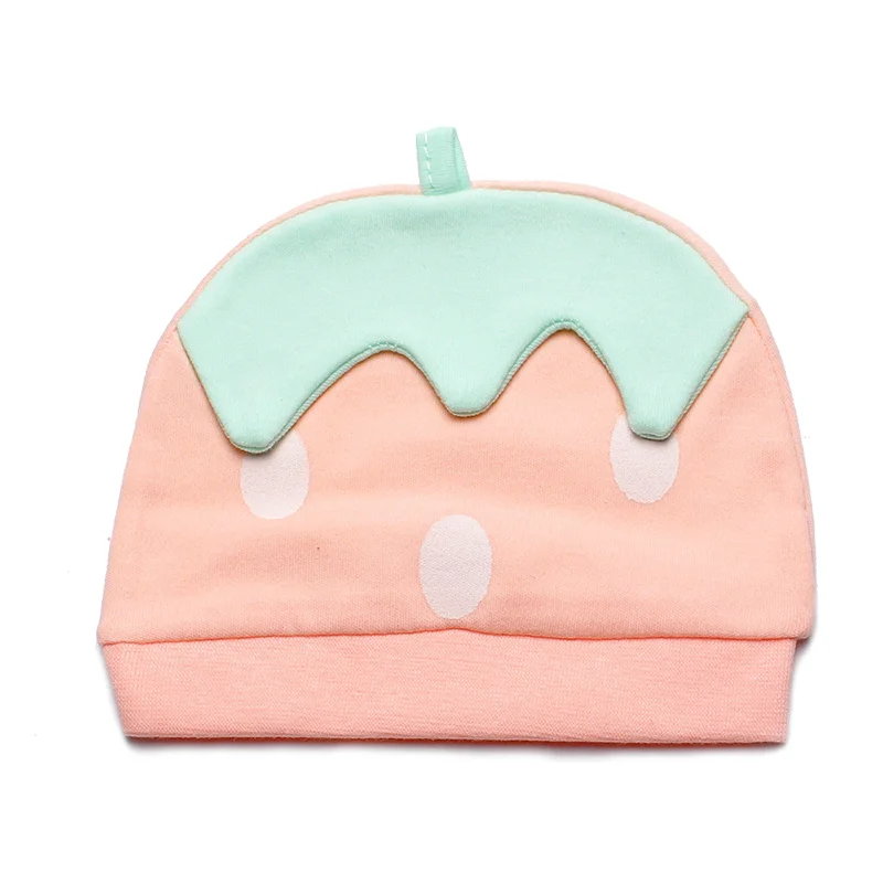 Милая детская шапка для новорожденных хлопковые детские шапки с клубничкой