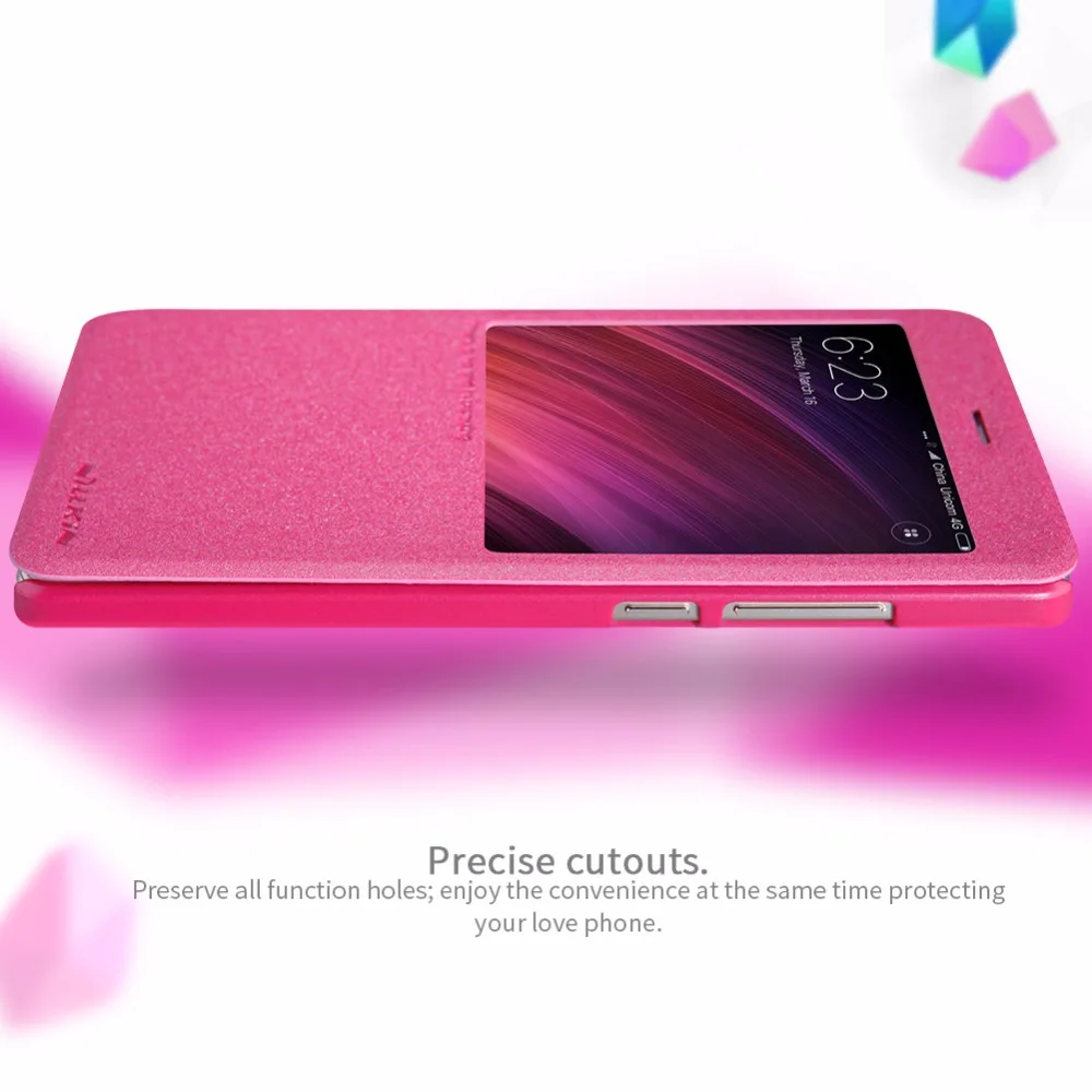 Чехол NILLKIN для xiaomi redmi note 4X блестящий флип чехол из искусственной кожи с умным