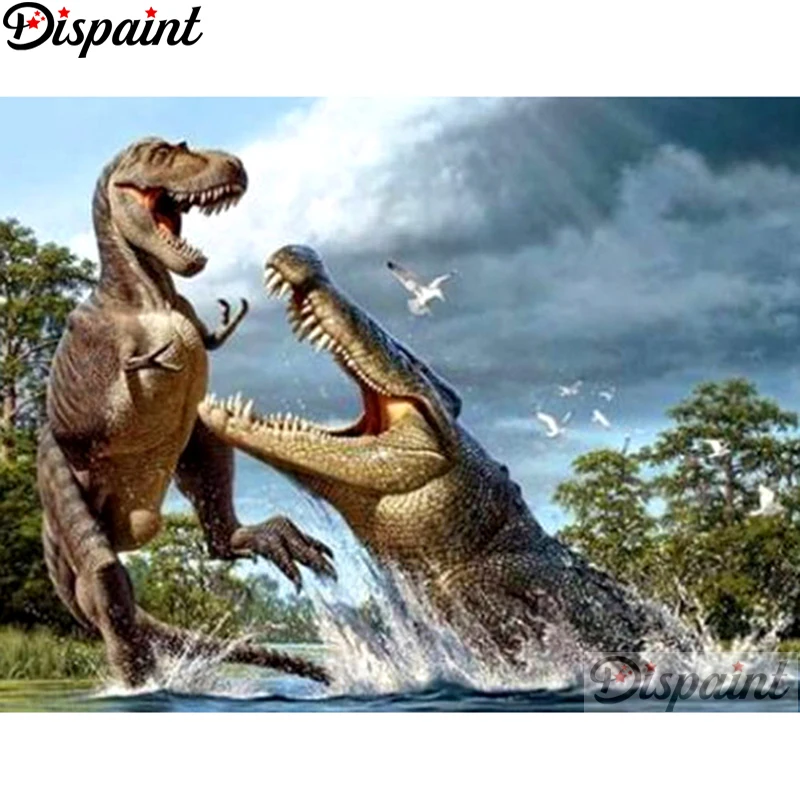 

Dispaint Full Square/Round Drill 5D DIY Diamond Painting "Animal dinosaur crocodile"Embroidery Cross Stitch 5D Home Decor A18386