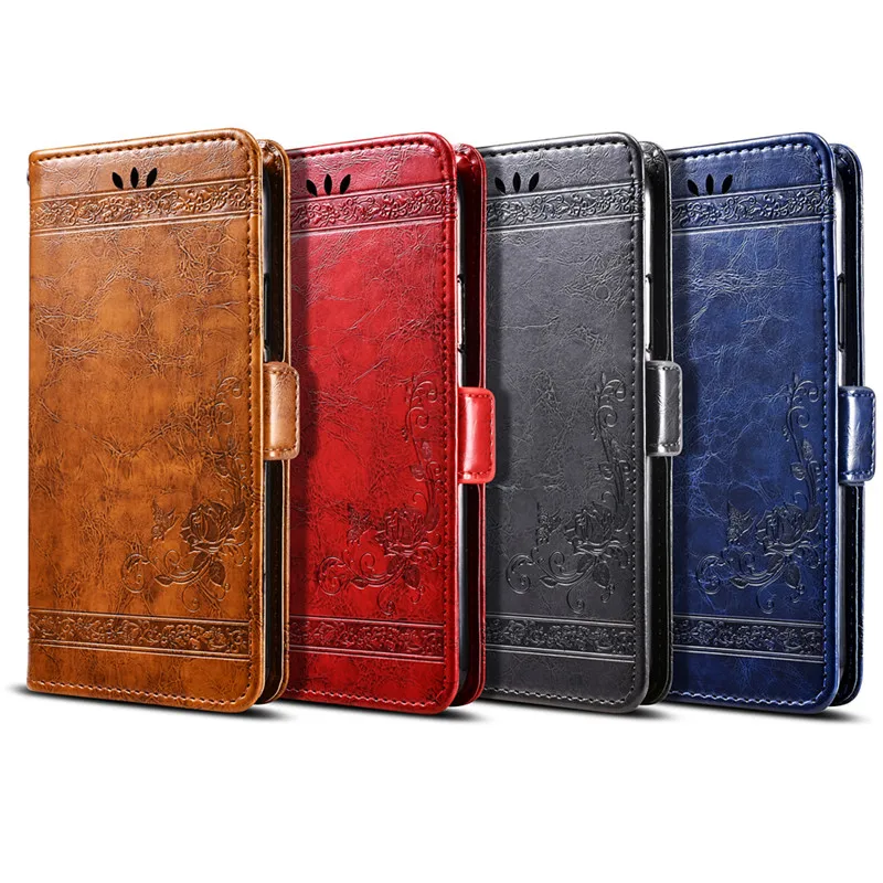 Vintage oil Wax PU Leather Cover Embossed Flowers Wallet Phone Case For BQ Aquaris X5 U V Plus U2 Lite M5 M 2017 X X2 Pro | Мобильные
