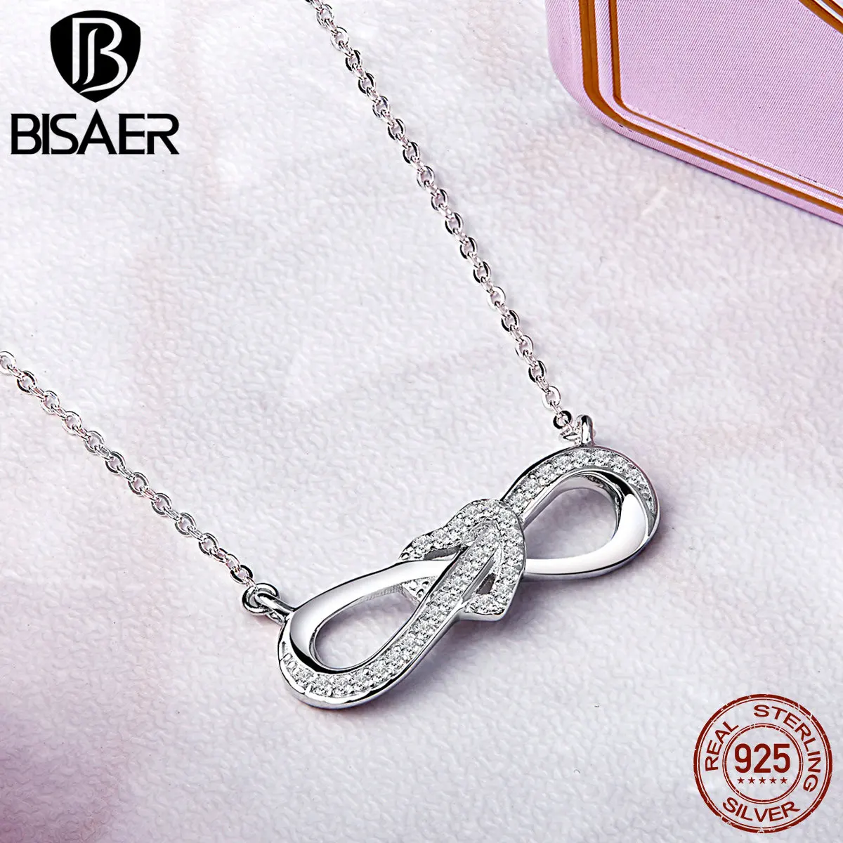 Подвеска бесконечность из серебра 925 пробы с сердечком|fashion jewelry|jewelry fashionfashion necklace