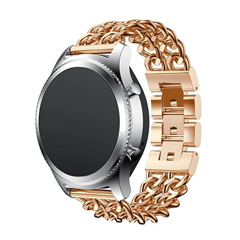 Для samsung gear S3 Frontier/классический ремешок для часов 22 мм ковбойская цепочка металлический браслет из нержавеющей стали для Galaxy Watch 46 мм - Цвет ремешка: rose golden