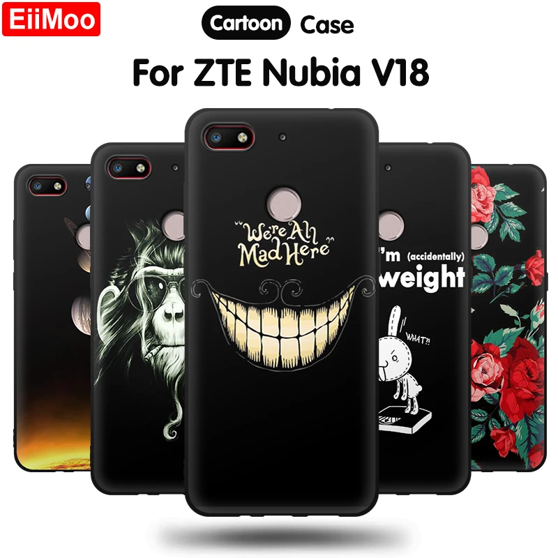 Женский чехол для Nubia V18 с милым рисунком силиконовый мягкий ZTE черный матовый