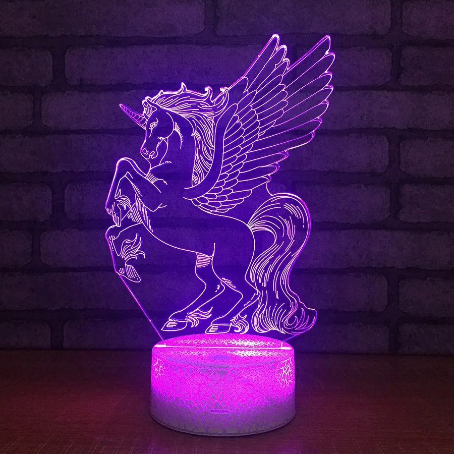 Новое поступление 2018 3D ночсветильник Pegasus светодиодный фонарь Luminaria в виде