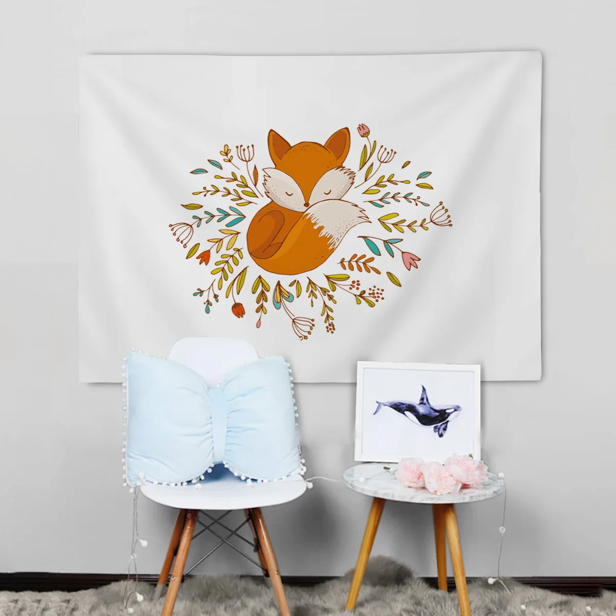 Настенный гобелен с изображением лисы настенный из ткани Ковер пляжное