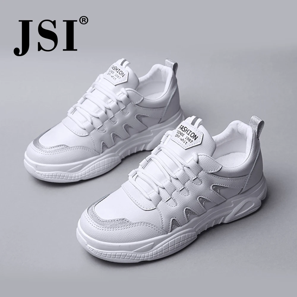 JSI/Новые Модные Женские Кроссовки из Натуральной Кожи Разноцветные Туфли с Круглым Носком Шнурочки Удобные Ботинки Сезон Весна-осень Женские Стильные Белые Кроссовки на Плоской Подошве JO156