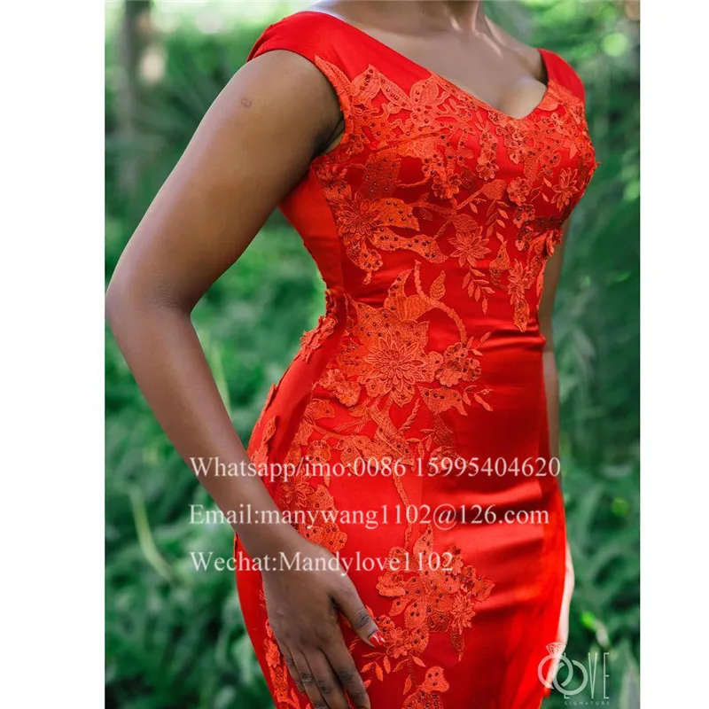 Вечерние платья в африканском стиле с v образным вырезом роскошное Красное