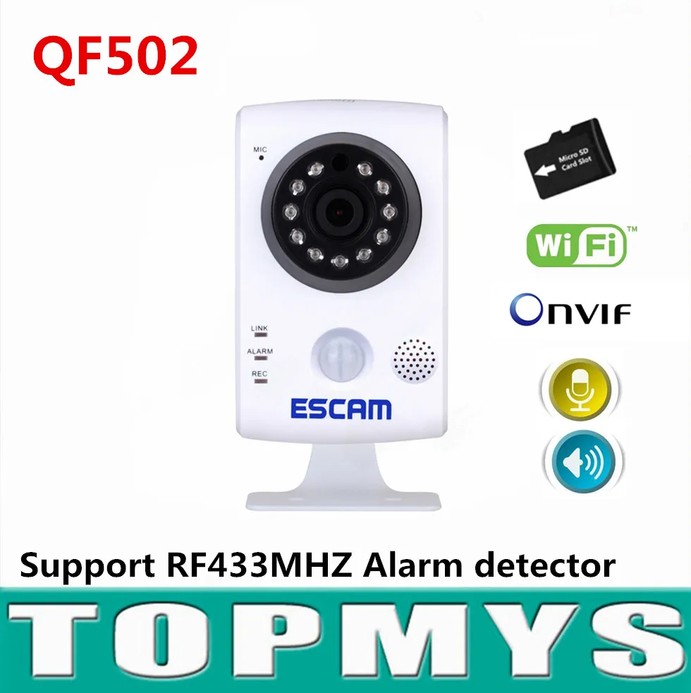 Escam мини ip камера qf502 720 P HD 1mp P2P дома камеры видеонаблюдения Поддержка rf433hzm