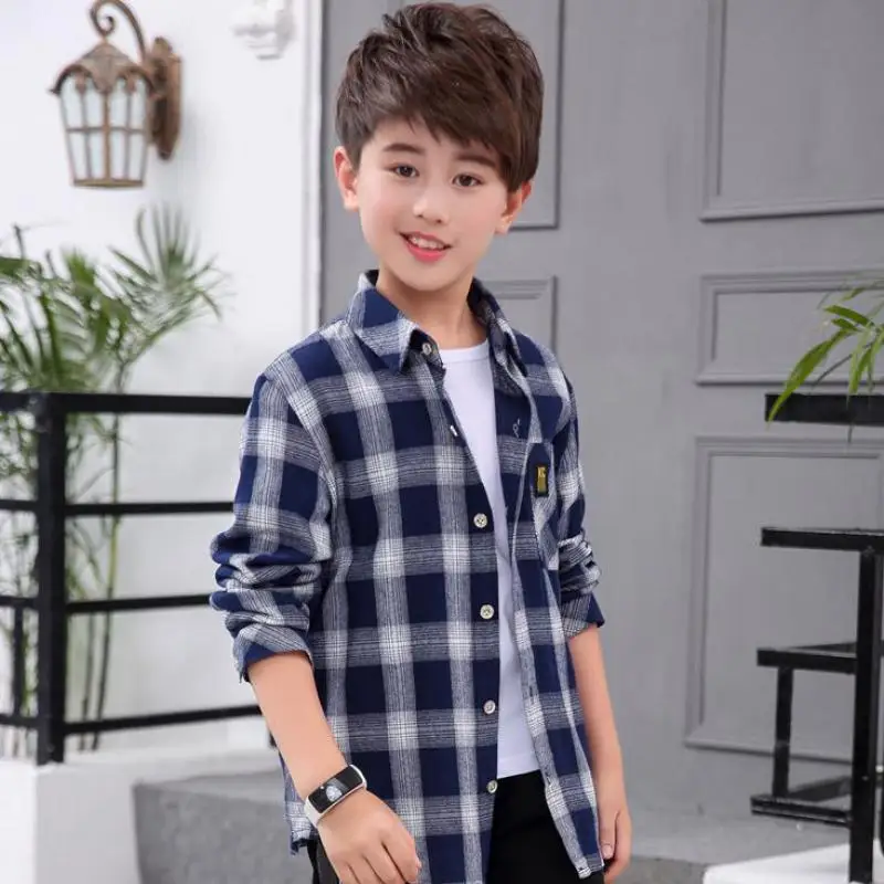 Plaid Shirts For Boys Tops Autumn Children Clothing Teenager Outerwear Kids Blouse Infant Toddler Boy Shirts Chemise Garcon