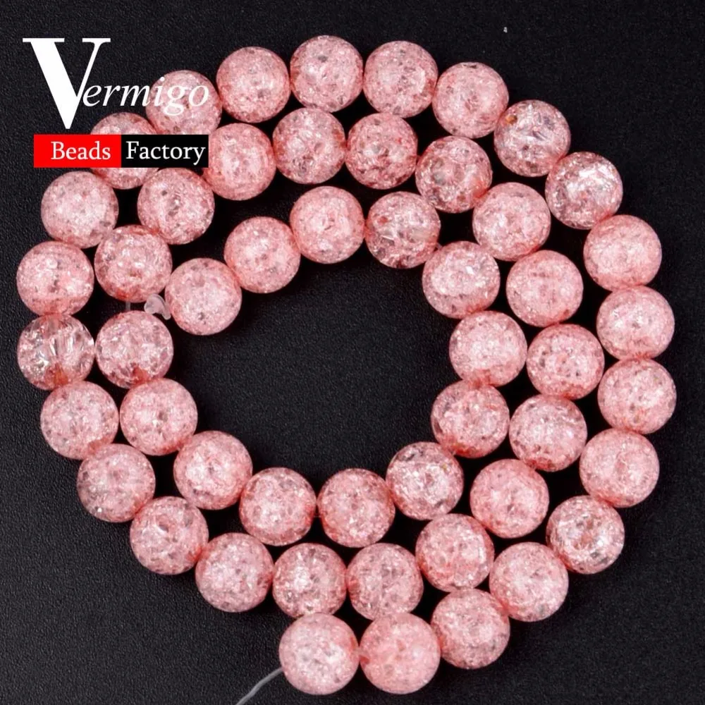 Натуральный камень разноцветные кварцевые кристаллы с трещинами круглые бусины