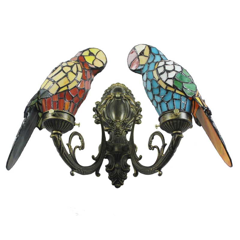 macaw bird wall lamp stained glass light for foyer | Освещение