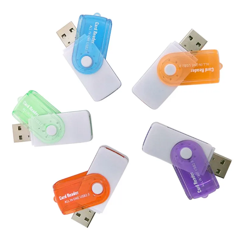 Мини Все в одном для USB 2 0 считыватель смарт карт SD/MMC/TF/Micro MS M2 кардридер 4 слота
