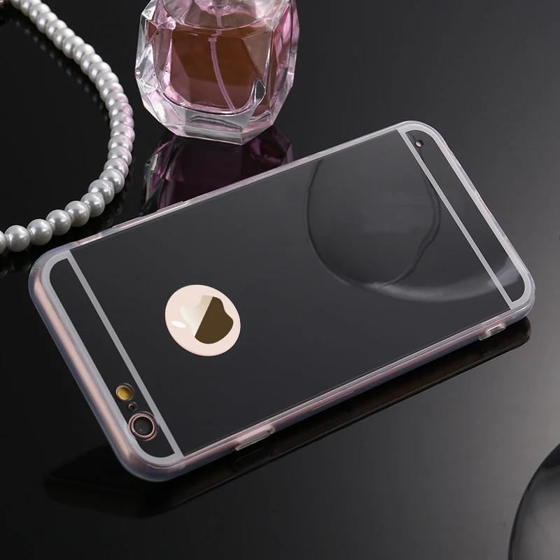 black Чехол для iphone Xs зеркальный чехол для iphone XS MAX XR 8 7 6 6S Plus роскошный противоударный акриловый мягкий, зеркальный, из ТПУ Силиконовые чехлы для телефонов - Цвет: black