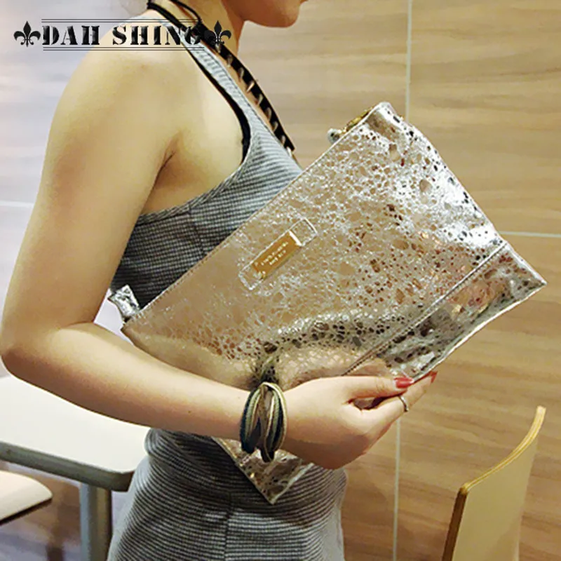 Модная женская сумка из натуральной кожи серебристого и золотого цвета через