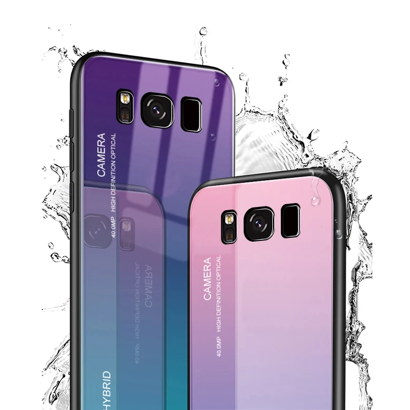 Градиентный чехол из закаленного стекла для телефона Samsung Galaxy s8 s9 s10 Plus S10E на