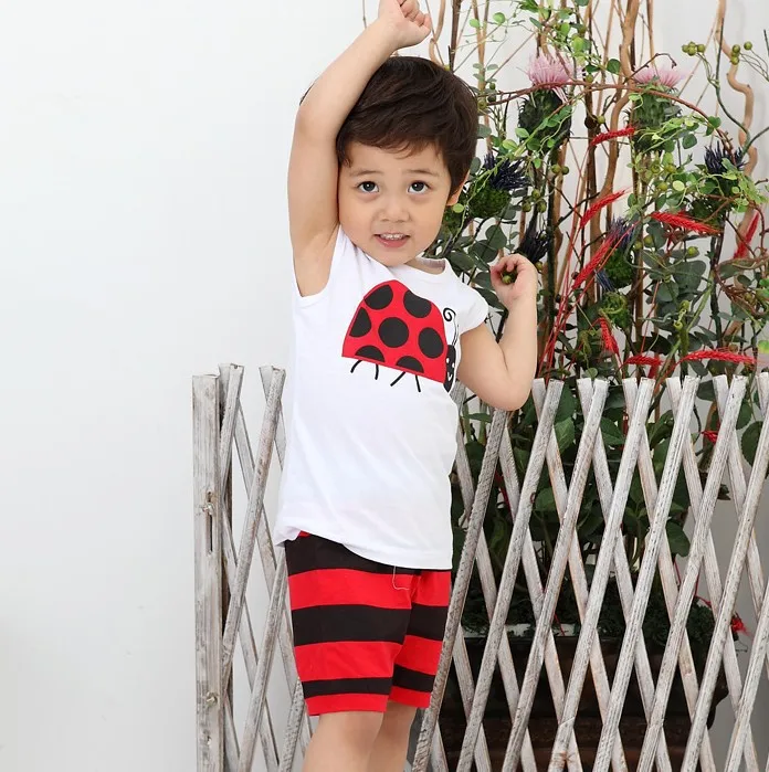 Милый детский костюм кукла божья коровка футболка с короткими рукавами + шорты