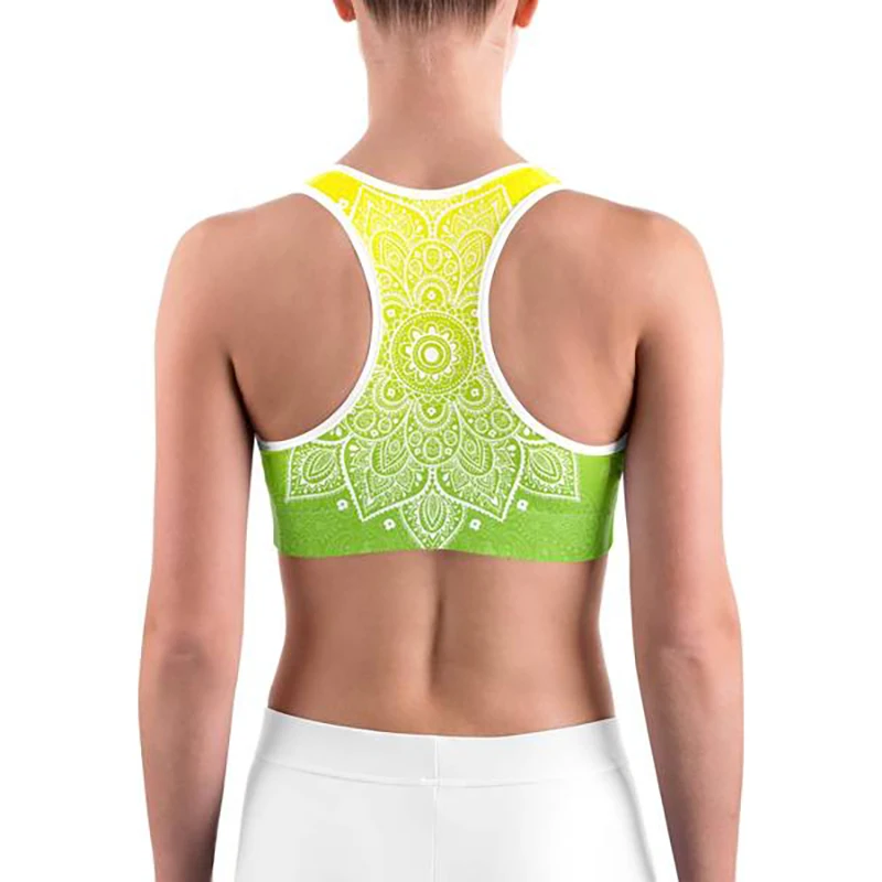 LI-FI Mandala Print Sports Bra High Stretch Breathable Top Fitness Women Padded for Running Yoga Gym Seamless Crop Bra Sport Bra