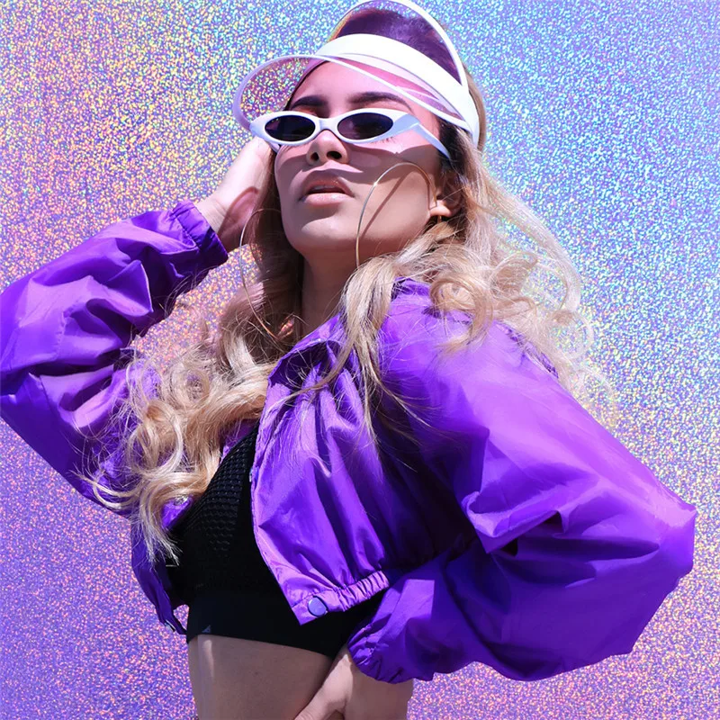 БЦ Укороченный свитшот Для женщин Мода Street wear оранжевый фиолетовый с длинным
