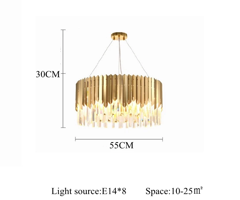 2 Circle 55CM LukLoy Современная круглая хрустальная люстра для ресторана, спальни, легкая Роскошная лампа, внутренняя Золотая люстра из нержавеющей стали - Цвет абажура: 2 Circle 55CM