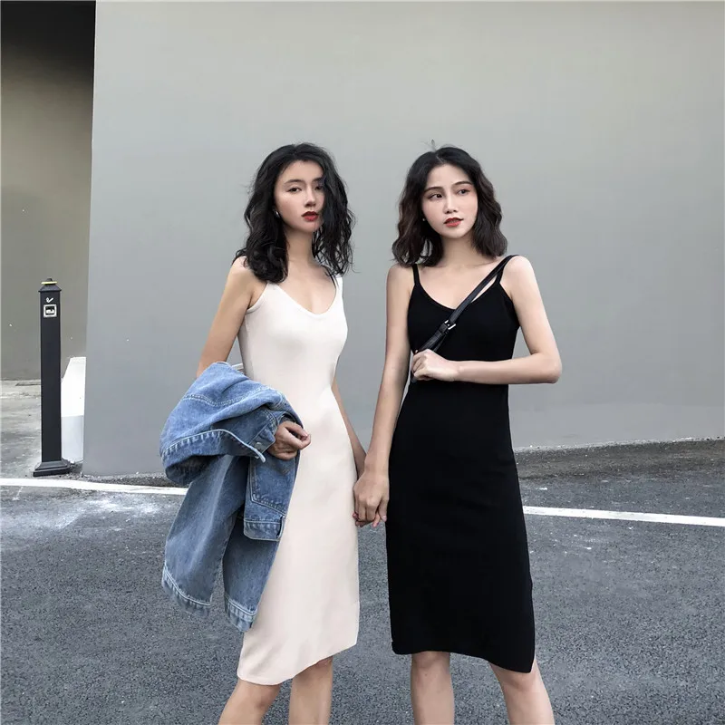 Летнее трикотажное платье с v образным вырезом без рукавов женское открытой