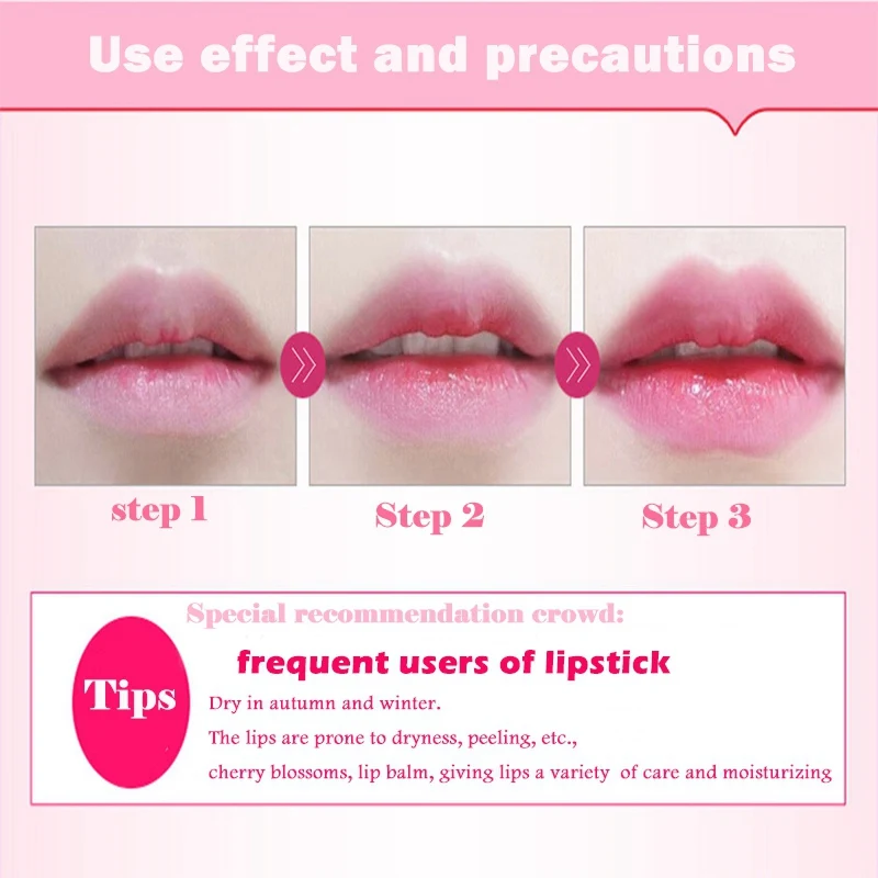 New Cherry Blossom Essence Lip Balm Moisturizing Lighten Lines Anti-Drying Repair Wrinkles Care Product | Красота и здоровье