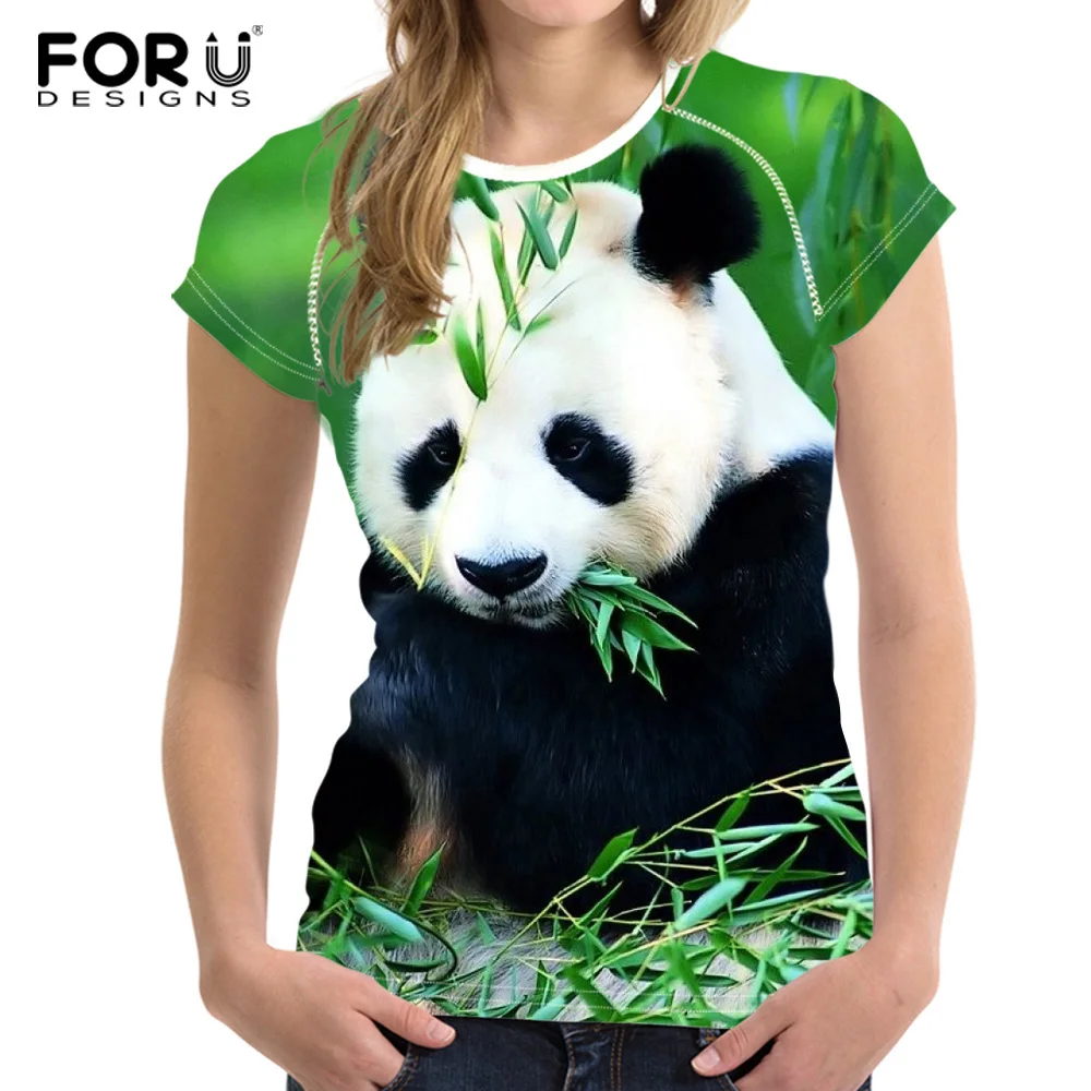 FORUDESIGNS/3D футболка с рисунком панда Для женщин Брендовая одежда для девочек