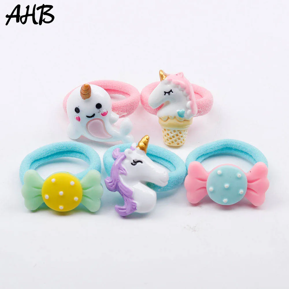 Juego de accesorios para el cabello de unicornio para niña, gomas elásticas para el pelo, 5 unids/set (0)