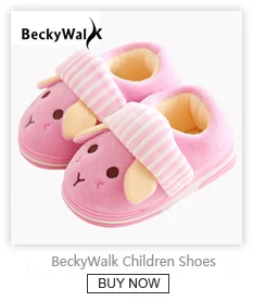 BeckyWalk/зимние хлопковые детские тапочки; домашняя обувь для мальчиков и девочек; плюшевые теплые тапочки для детей; обувь для малышей; CSH693