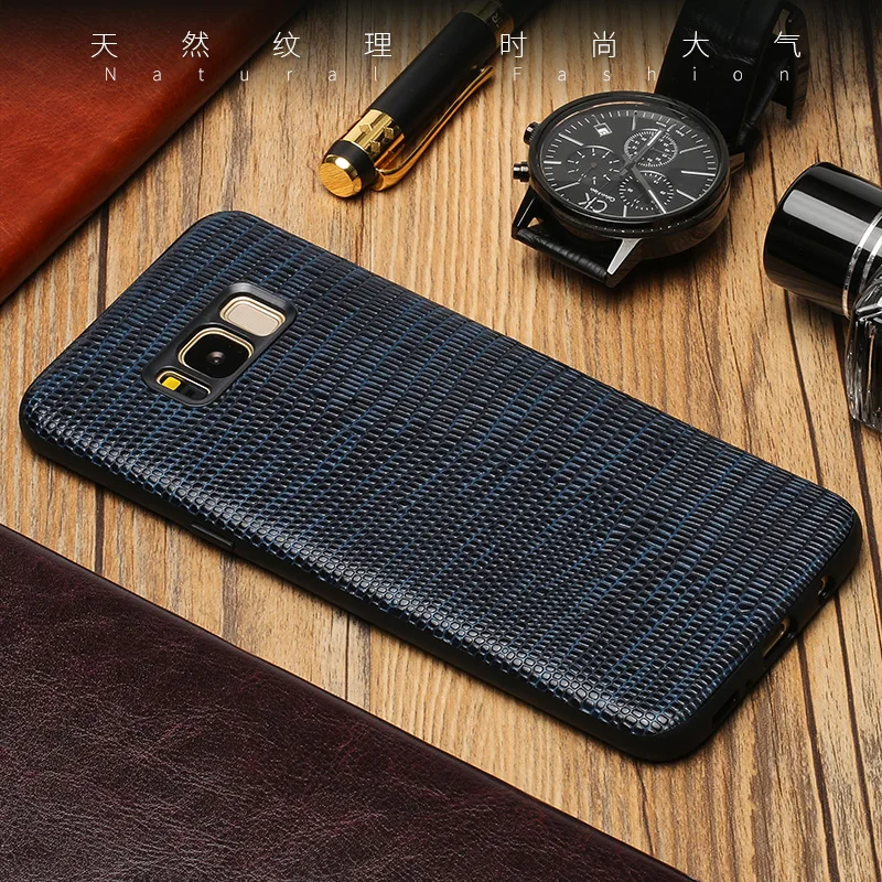 Чехол из натуральной кожи для телефона Samsung S7 S8 S9 Plus Ящерица Текстура Мягкий чехол