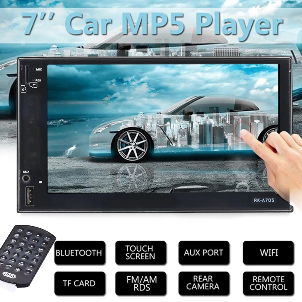Автомобильный комплект FM Hands Free USB 2 0 Премиум AUX сенсорный экран 1080 P DC 12 В в HD Bluetooth