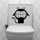 Забавный мультяшный Смеющийся Кот унитаз Черные виниловые наклейки для гостиниц магазин Искусство Декор diy наклейки